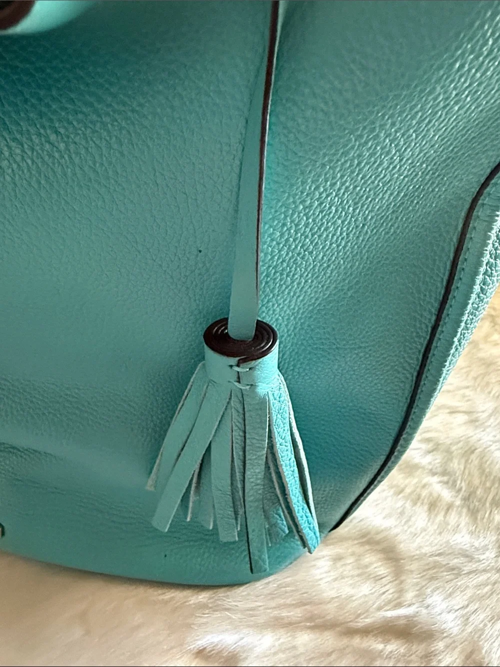 Coach Turquoise leather Hobo Bag with Tassel and Matching Coach Wallets Set
